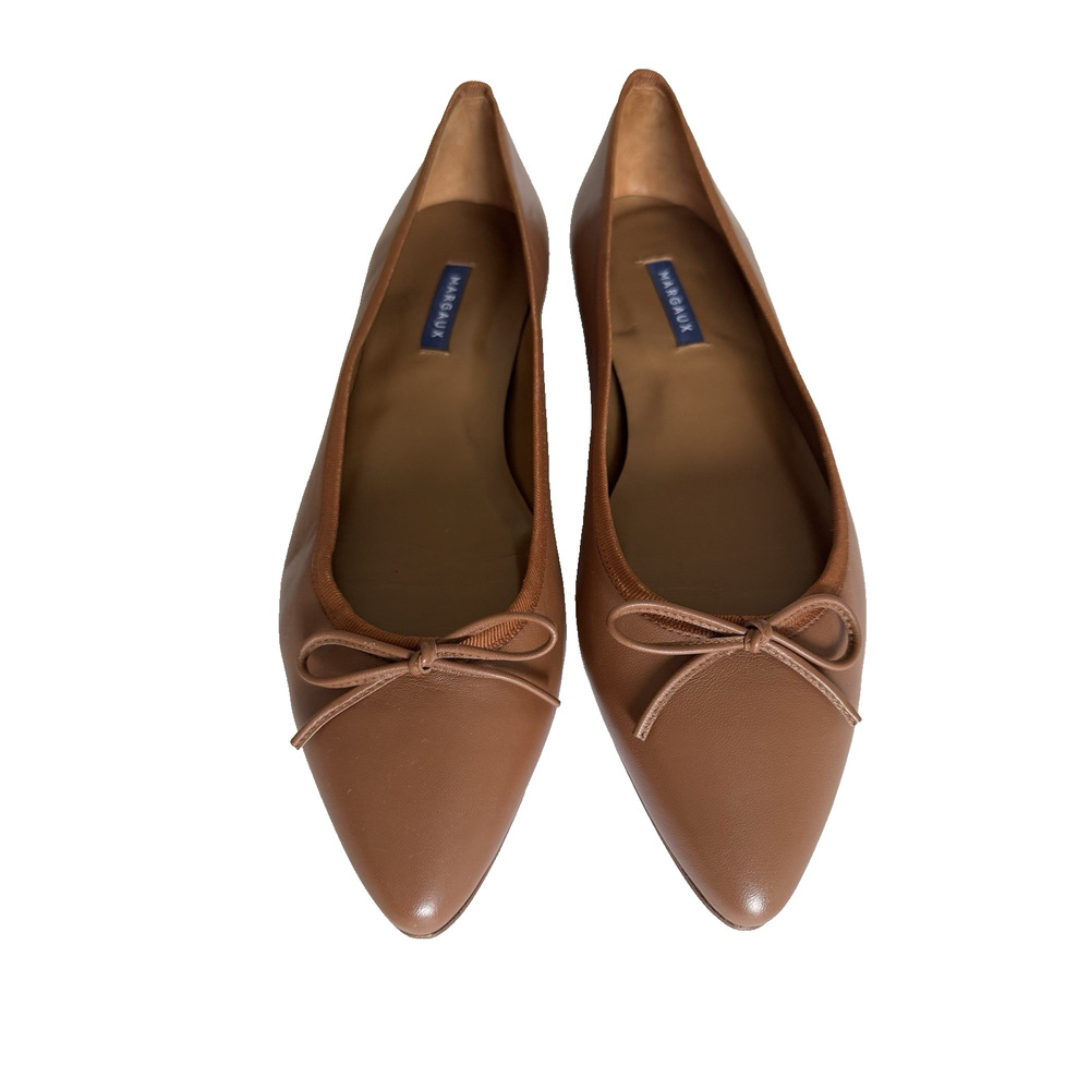 Margaux Brown Pointed Toe Ballet Flats - Picture 2 of 11